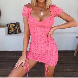 Pink and Red Ruched Flower Dress - Tiger Mist.